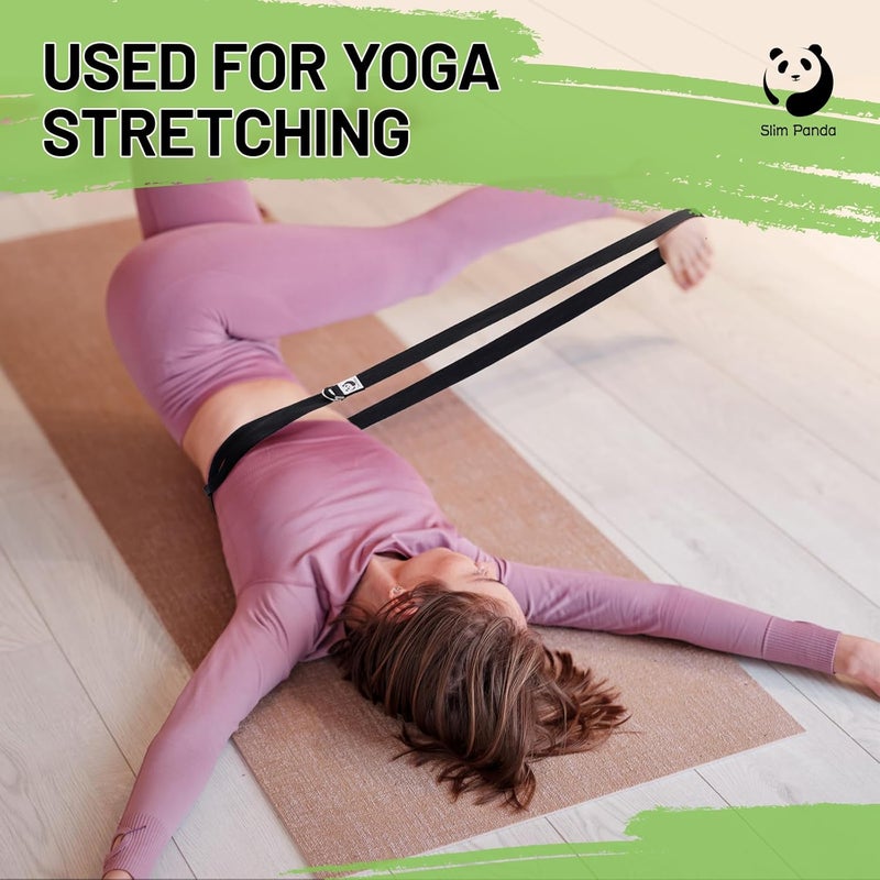 Slim Panda Yoga Strap for Stretching,Cotton Yoga Strap with Adjustable D-Ring Buckle,Non-Elastic Yoga Belt for Pilates,Gym Workouts,Physical Therapy,Improve Flexibility - Image 5